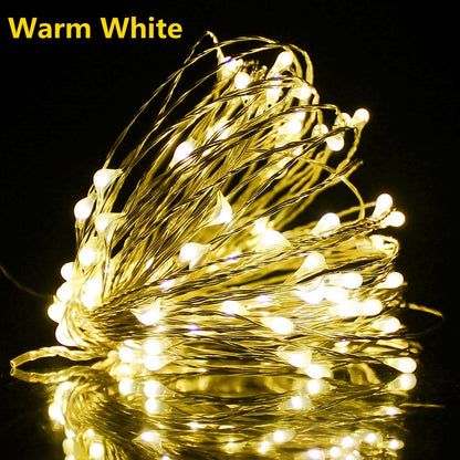 Fairy Lights Copper Wire LED String Lights Christmas Wreath