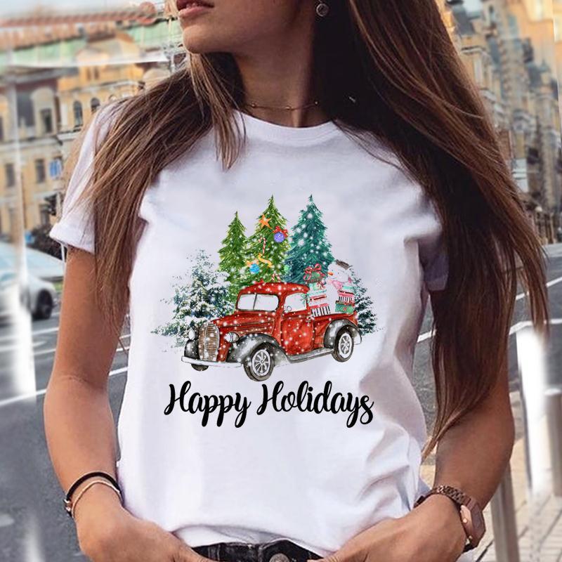 Fashionable Christmas Party Short Sleeve T-shirt Women