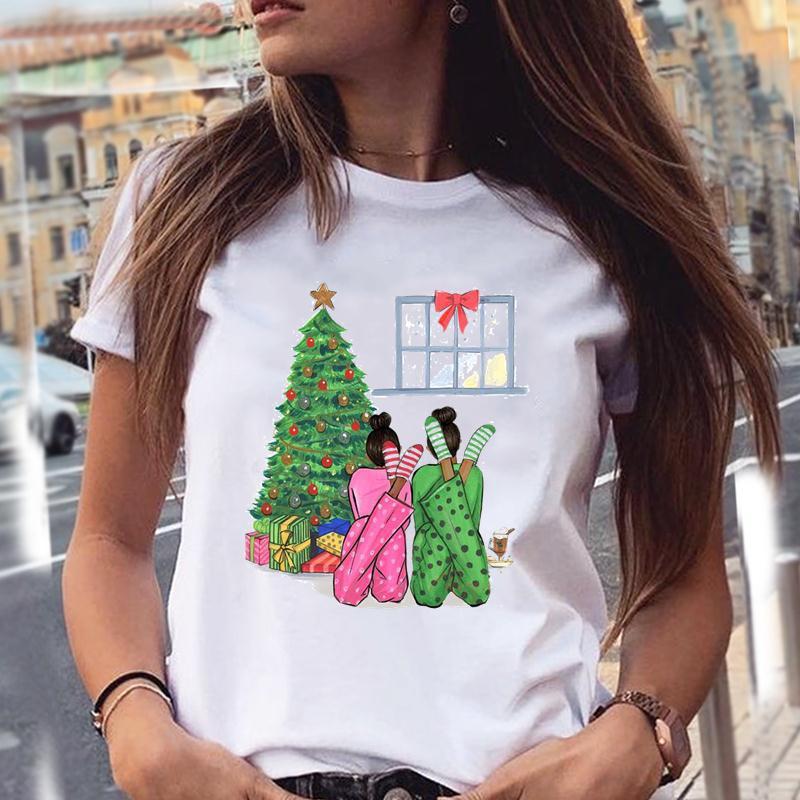 Fashionable Christmas Party Short Sleeve T-shirt Women