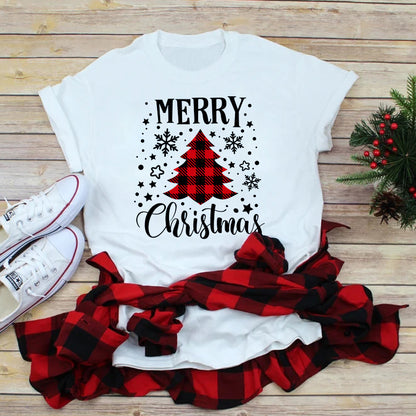 Foreign Trade Christmas Tree T-shirt Men And Women Red