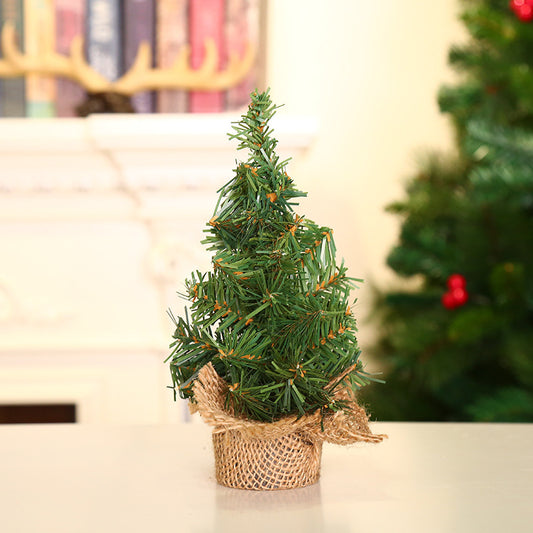 Christmas Tree 20cm Green Tree 30cm Mini Christmas Tree Linen Bottom Tree Christmas Festival Shopping Window Desktop Decoration